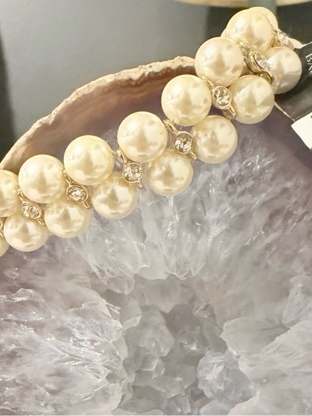 Banana Republic Pearl Cluster Bracelet with Rhinestone Accents - Cream